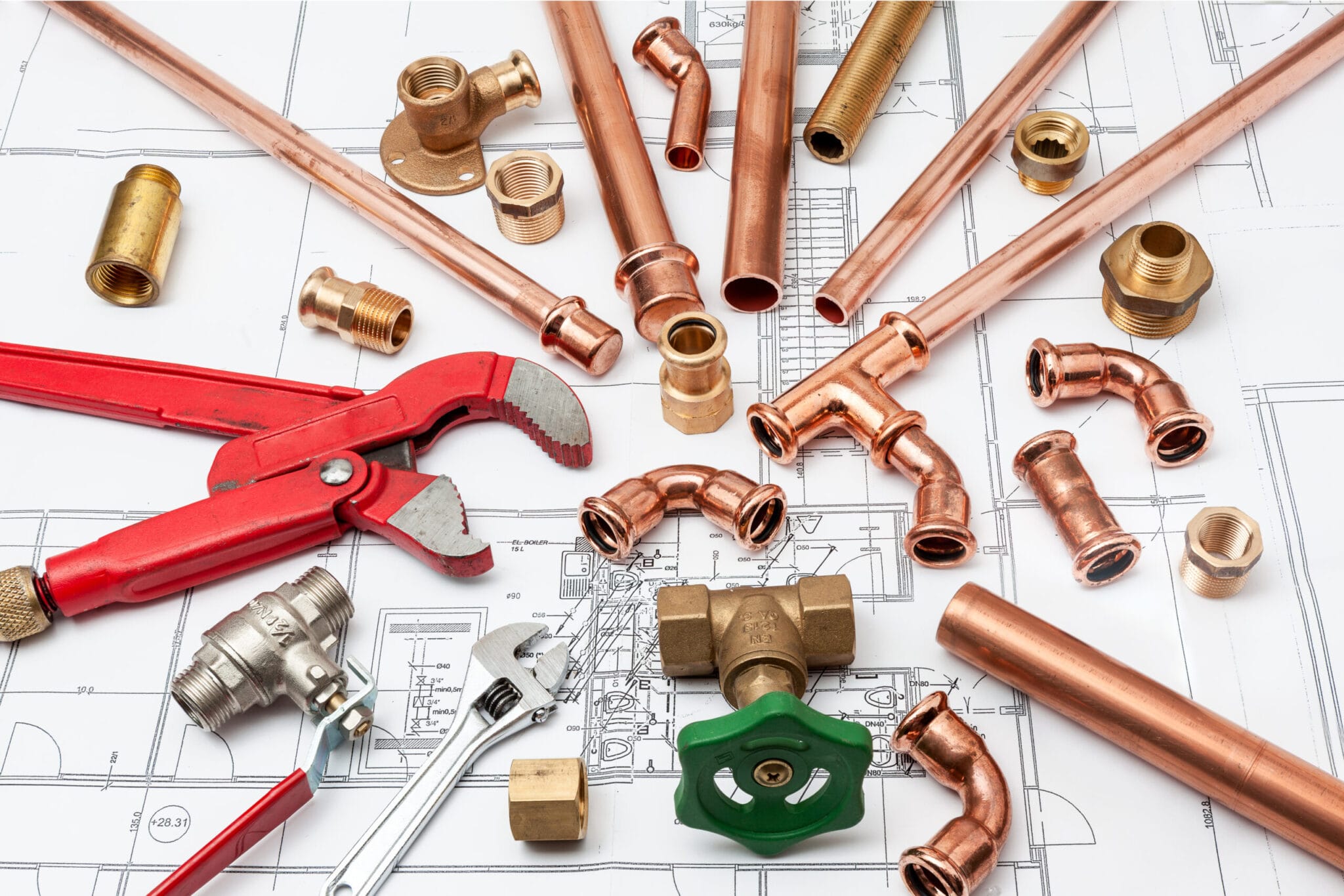 Copper pipe fittings and plumbing parts for Plant City, Florida repairs