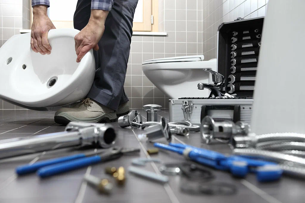 Plumbing tools prepared for a bathroom repair in Plant City